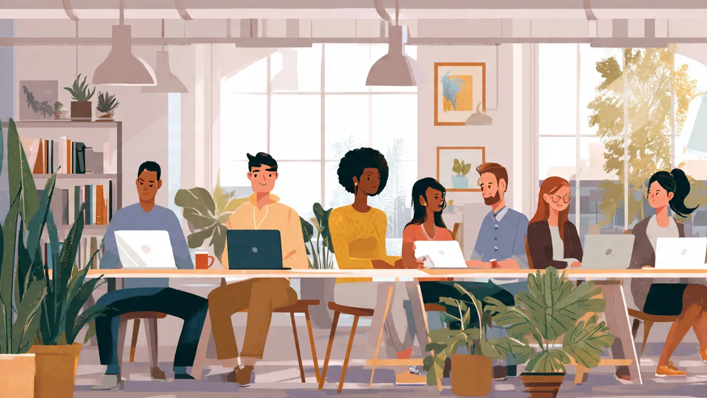 Recruiters shaking hands with a new hire in a modern office